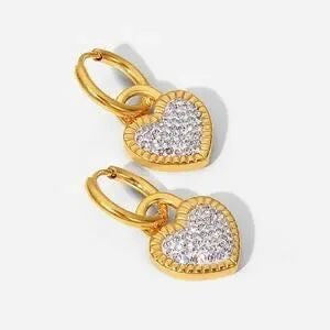 Bling Heart Hoop Earrings