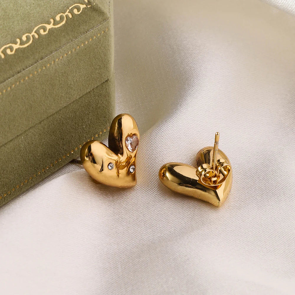 Melted Heart Stud Earrings