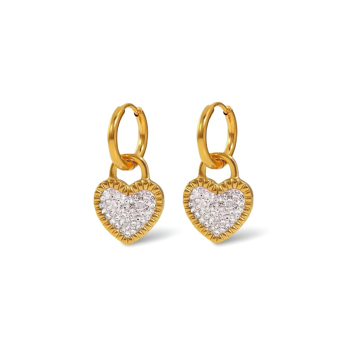 Bling Heart Hoop Earrings