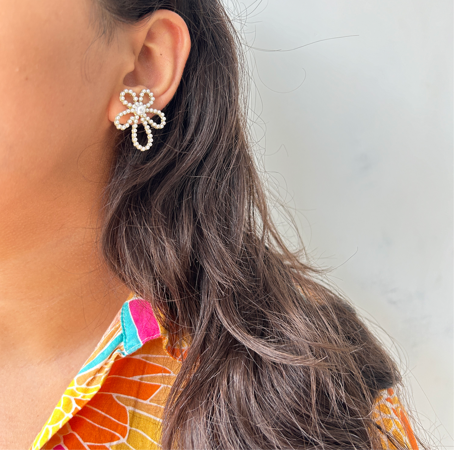 Minimalist Faux Pearl Lily Stud Earrings