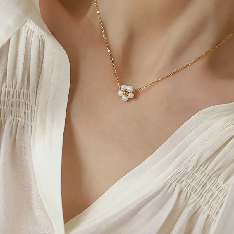 Blush Bloom Faux Pearl Pendant