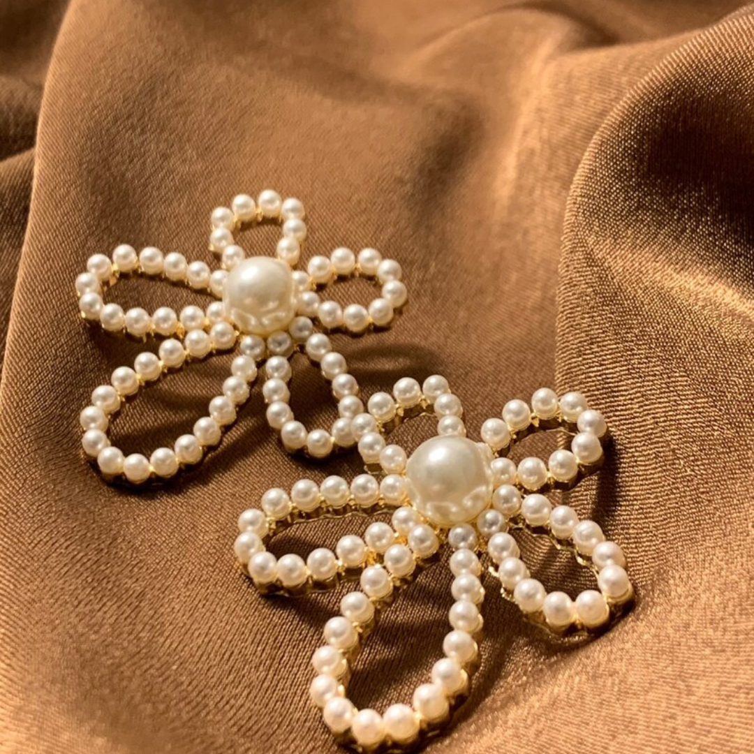 Minimalist Faux Pearl Lily Stud Earrings