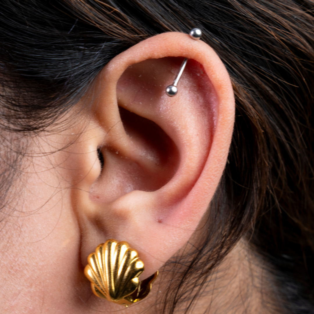 The Tide Whispers shell huggies earrings