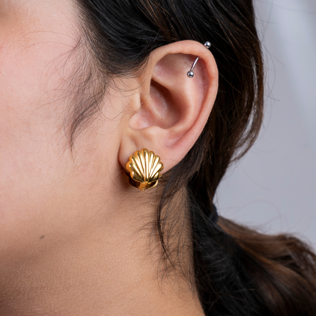 The Tide Whispers shell huggies earrings