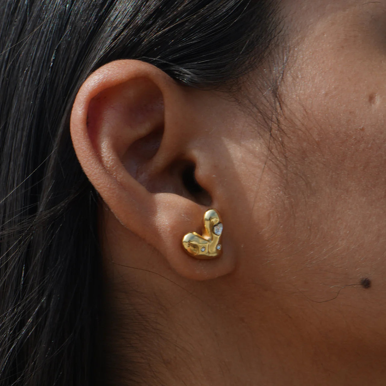 Melted Heart Stud Earrings