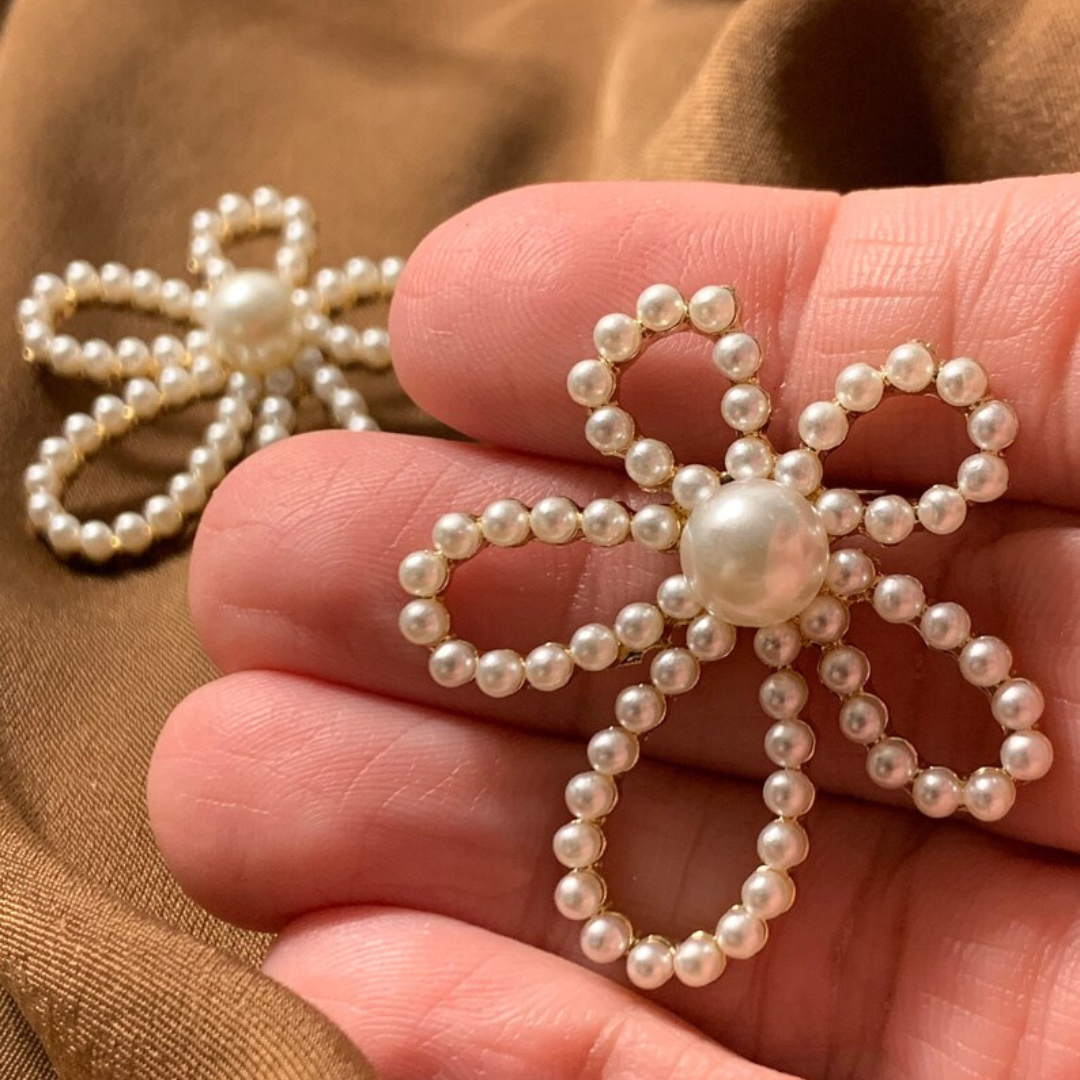Minimalist Faux Pearl Lily Stud Earrings