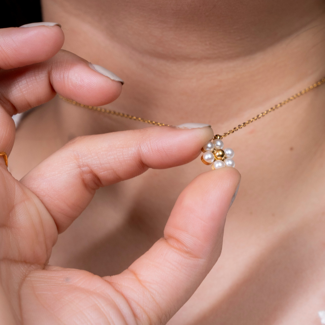 Blush Bloom Faux Pearl Pendant