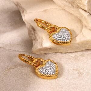 Bling Heart Hoop Earrings