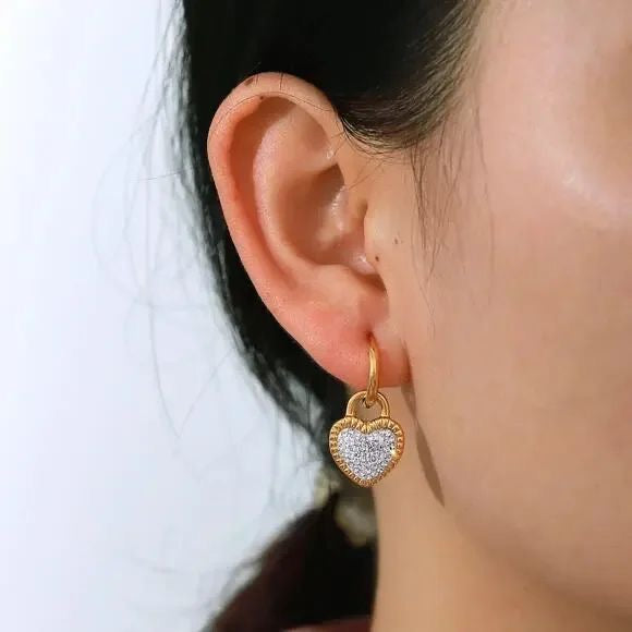 Bling Heart Hoop Earrings