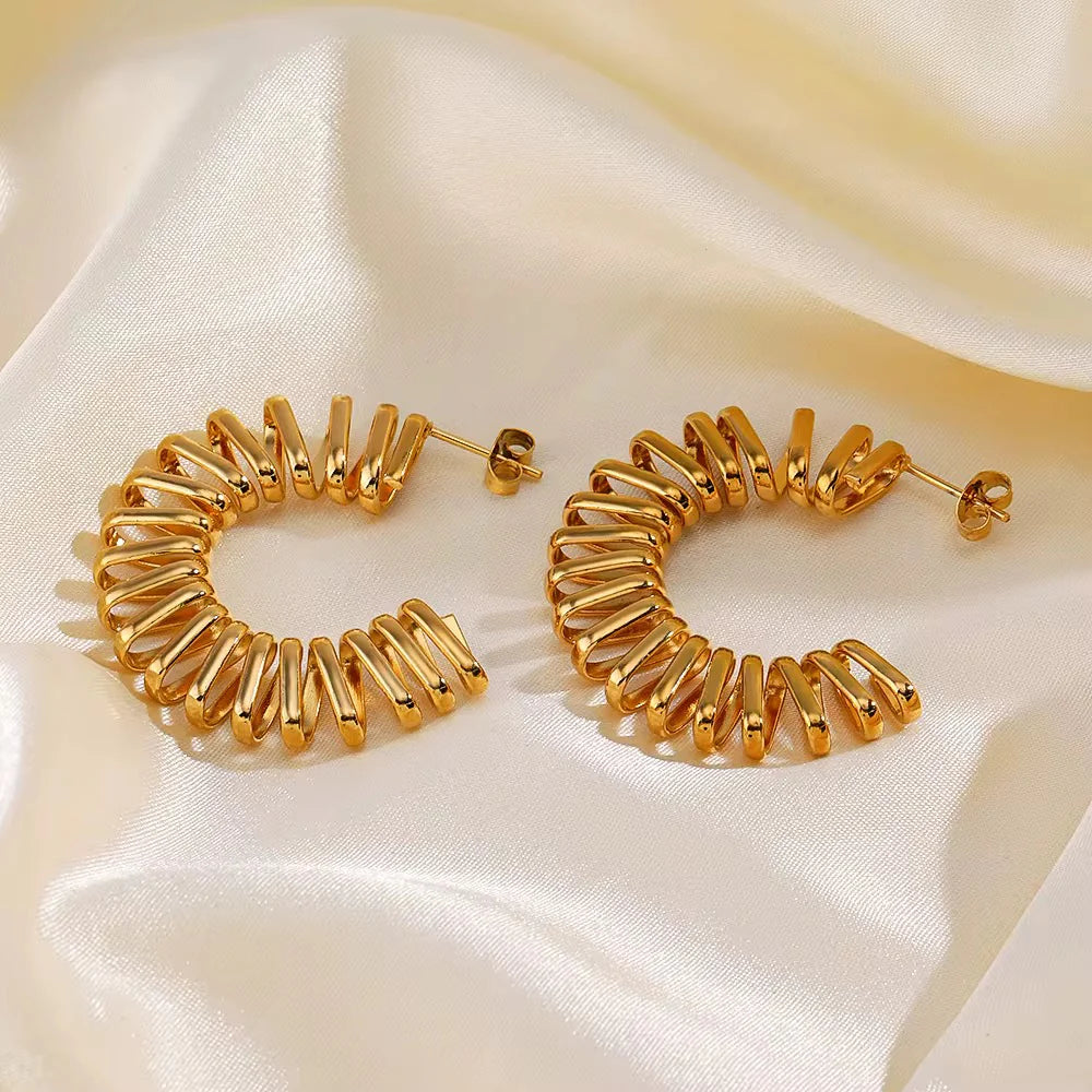 Golden Swirl Hoop Earrings