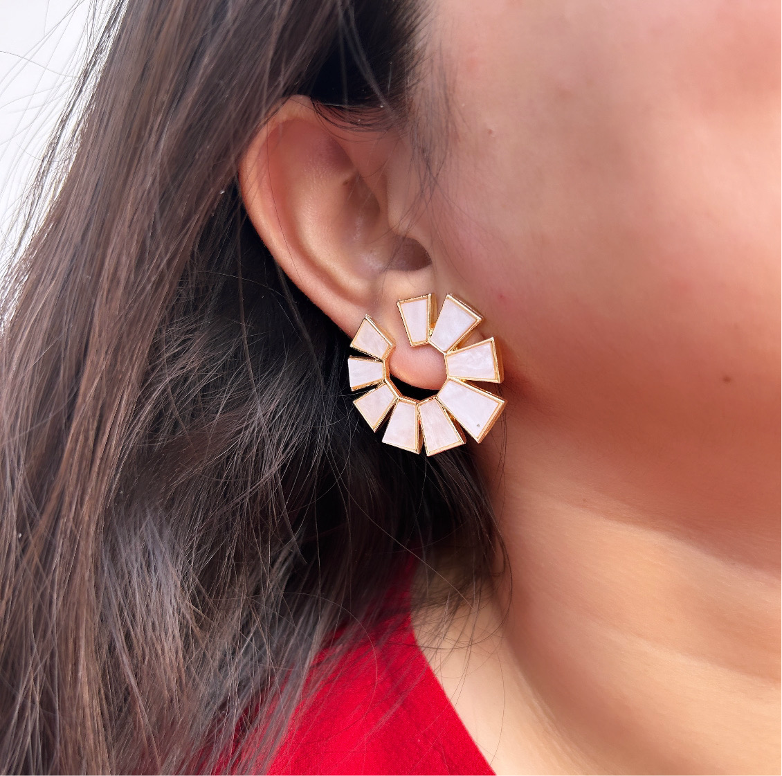 Mother Of Pearl Swirl Stud Earrings