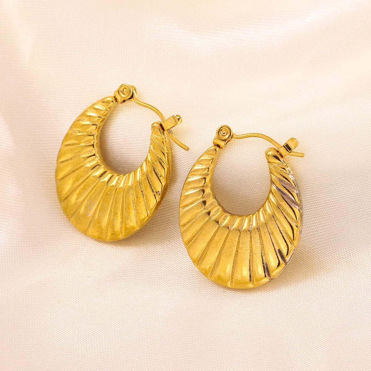 Golden Wave Textured Hoops