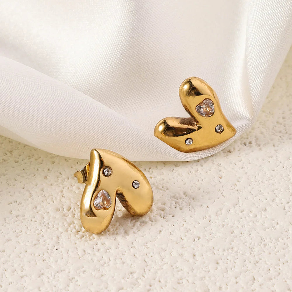 Melted Heart Stud Earrings
