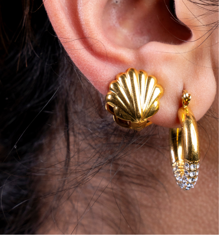 The Tide Whispers shell huggies earrings