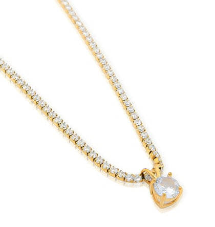 The Luxe Solitaire Tennis Necklace