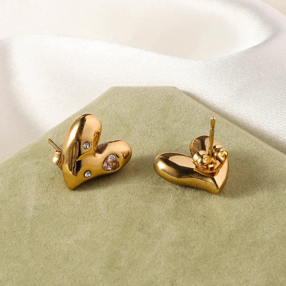 Melted Heart Stud Earrings