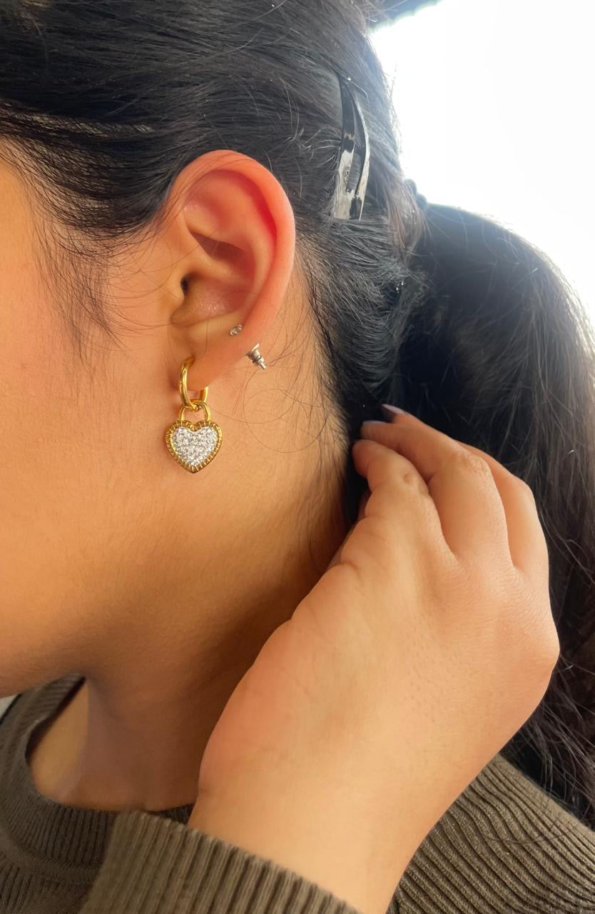 Bling Heart Hoop Earrings