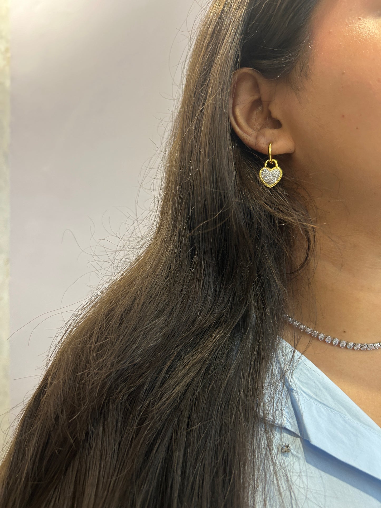 Bling Heart Hoop Earrings