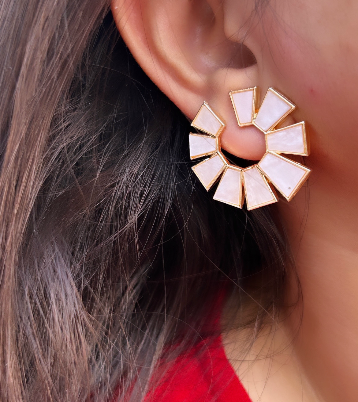 Mother Of Pearl Swirl Stud Earrings