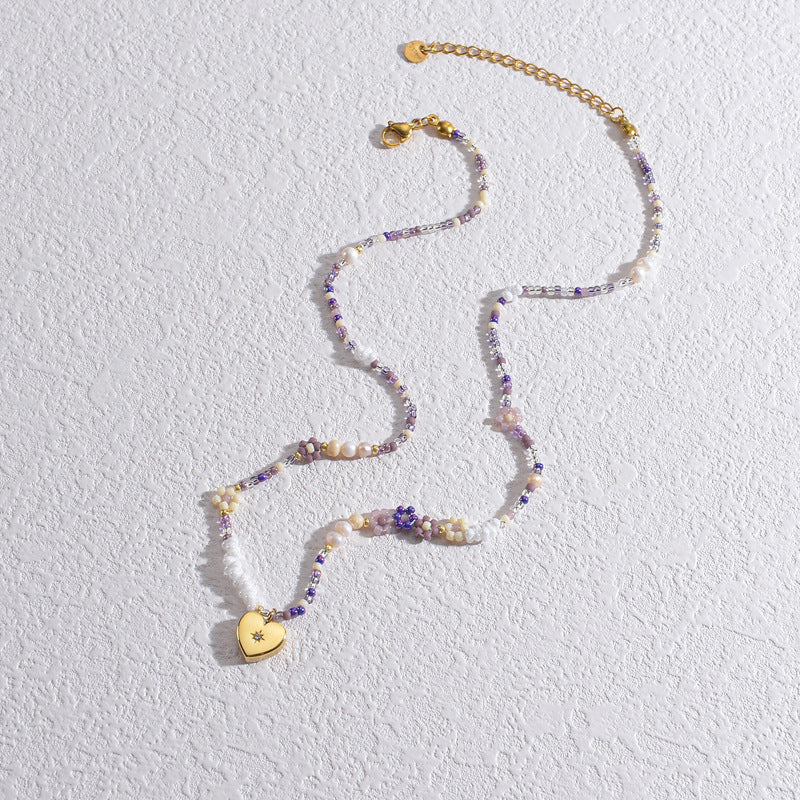 Saanvi Beaded Vintage Heart Charm Necklace