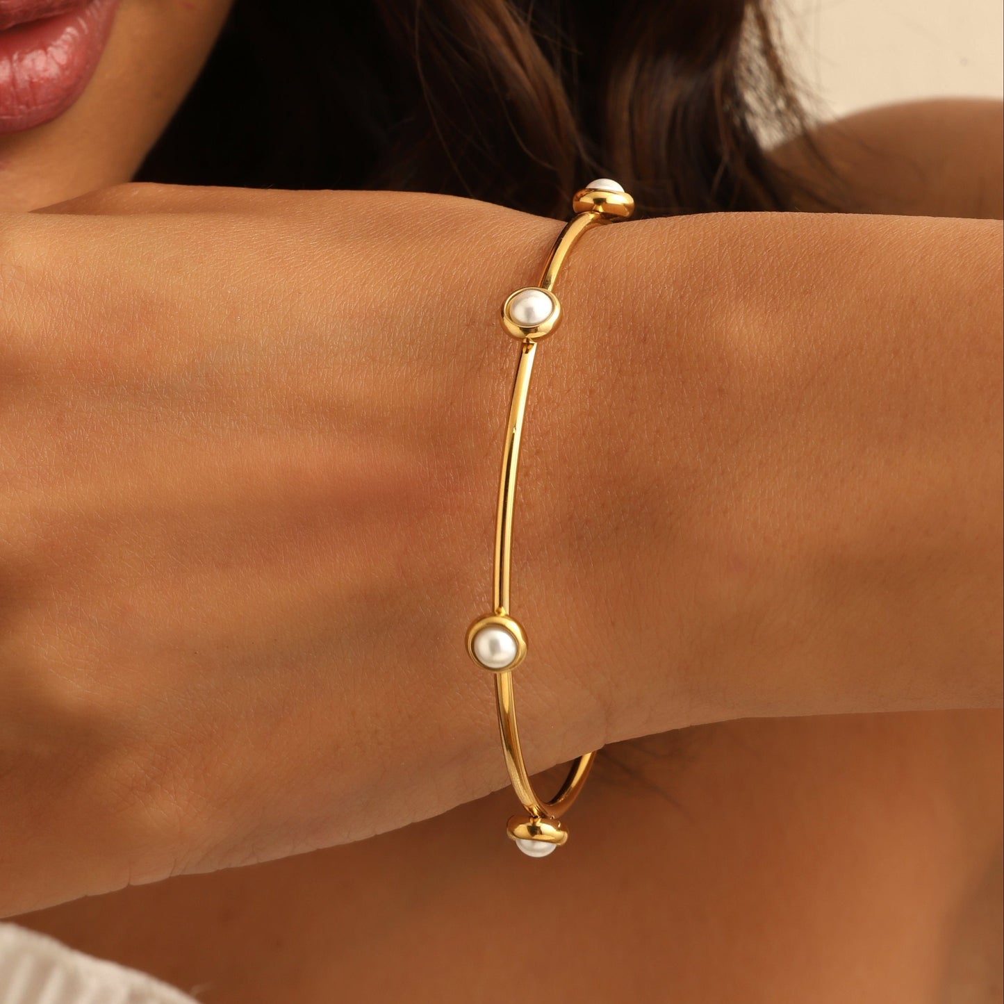 Meher Faux Pearl Bangle Bracelet
