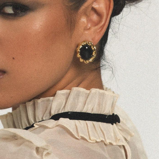 The Noir Ruffle Stud Earrings