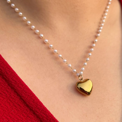 Aria Dainty Heart-Shaped Pearl Necklace