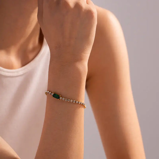 Urvi Emerald Stone Tennis Bracelet