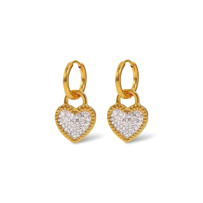 Bling Heart Hoop Earrings