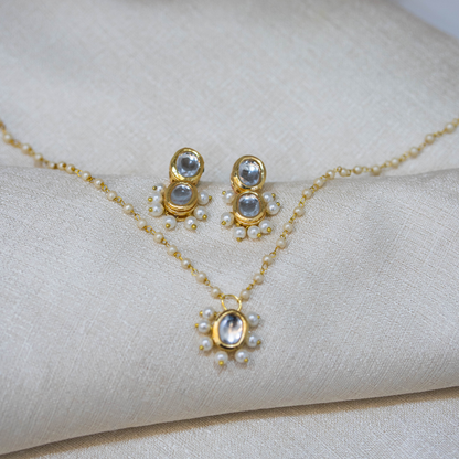 Ishani Kundan Earrings and Necklace Set