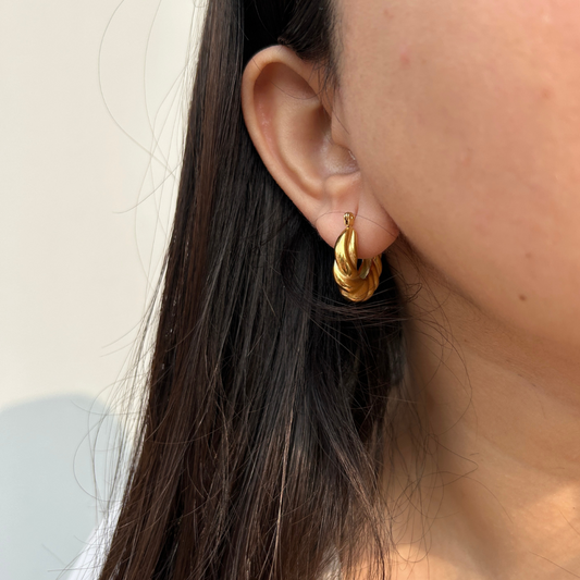 Twisted Gold Charm Hoops