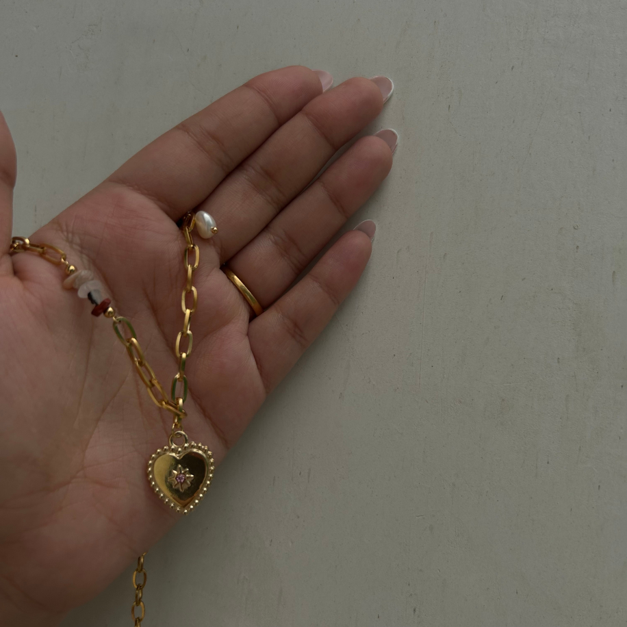 Passion Beaded Heart Charm Necklace