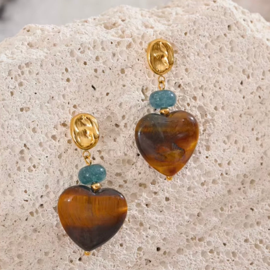 Amber Muse Heart Earrings