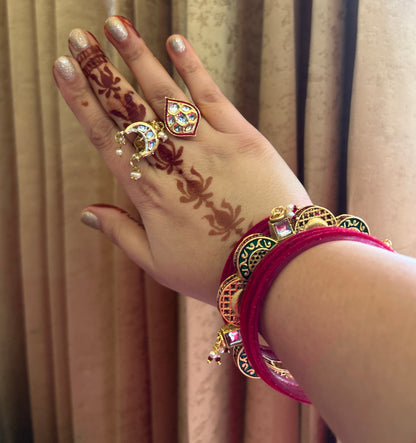 Gul leaf Red Enamel Ring