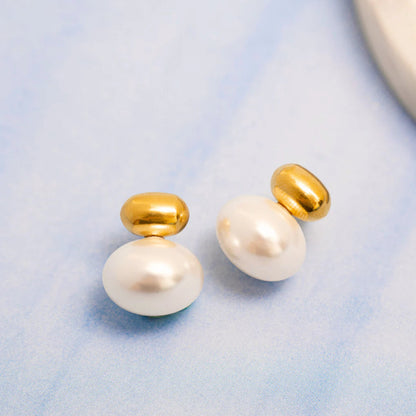 Coastline Stud Faux Pearl Earrings