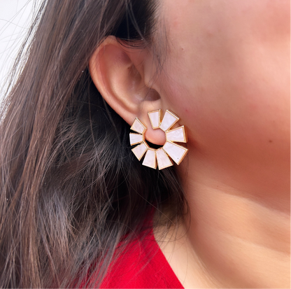 Mother Of Pearl Swirl Stud Earrings