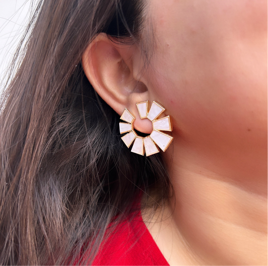 Mother Of Pearl Swirl Stud Earrings