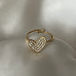 Sparkling Heart Adjustable Ring