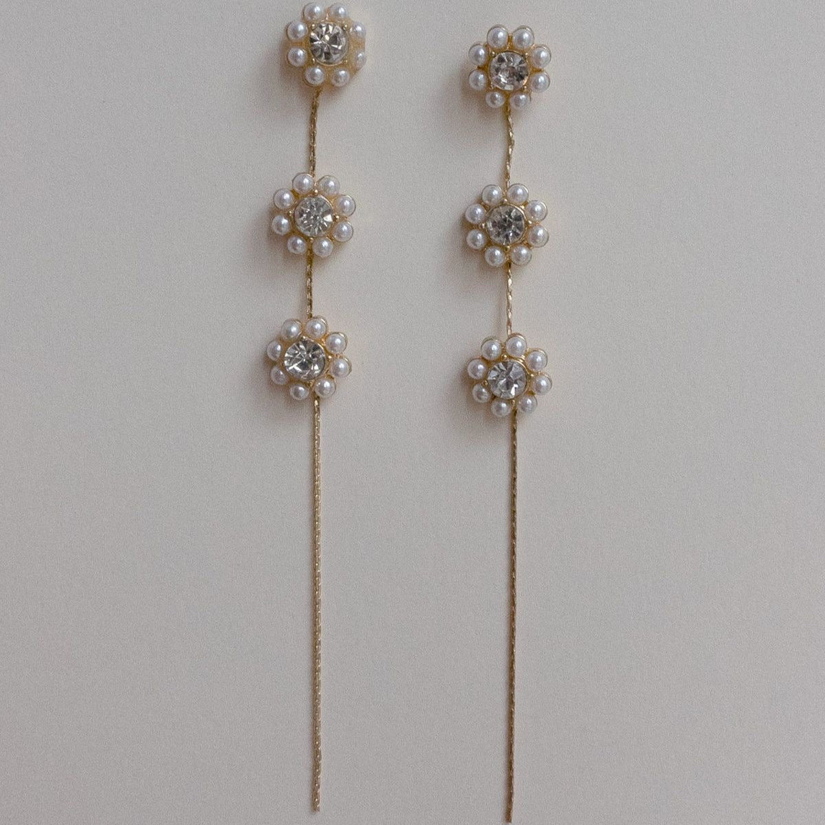 Myra Faux Pearl Flower Thread Earrings