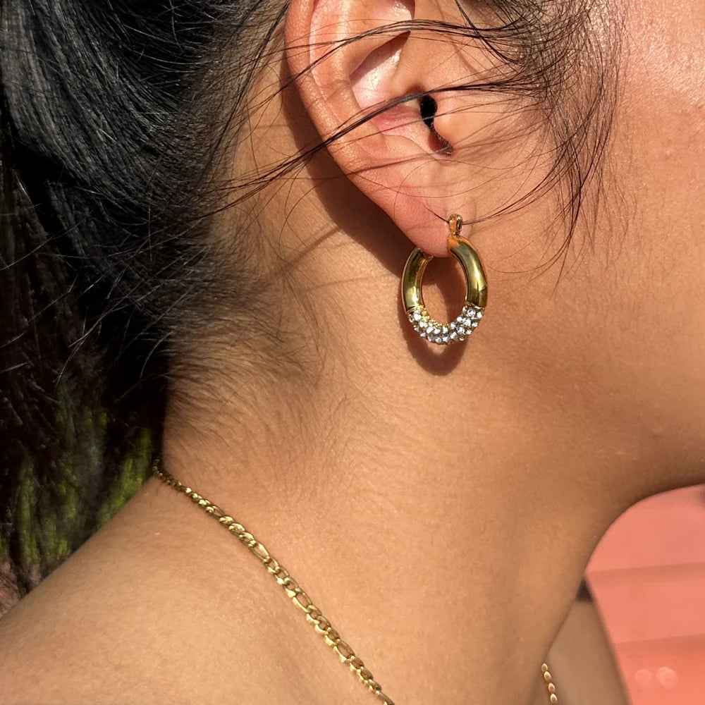 The Sunspell Rhinestone Hoop Earrings