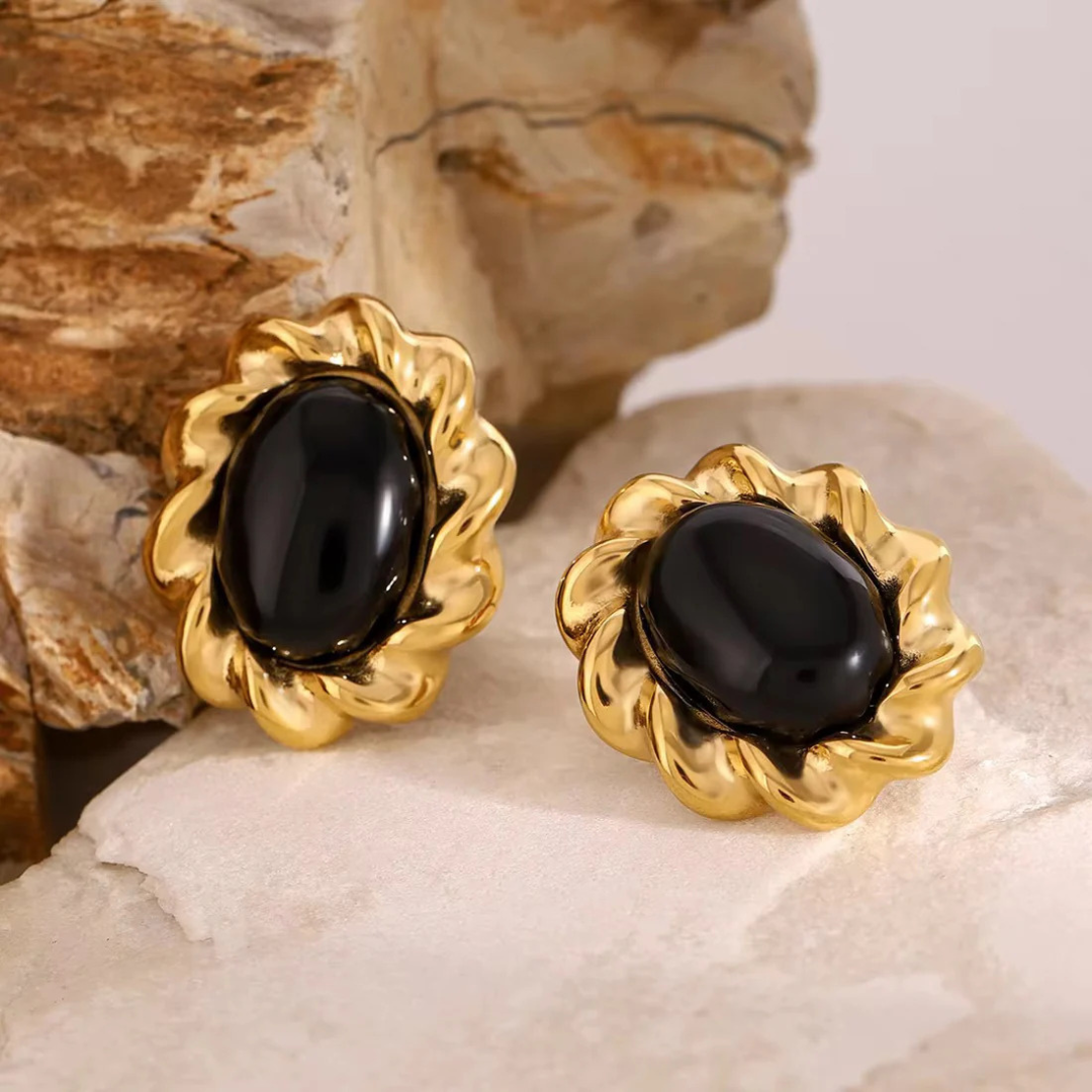 The Noir Ruffle Stud Earrings