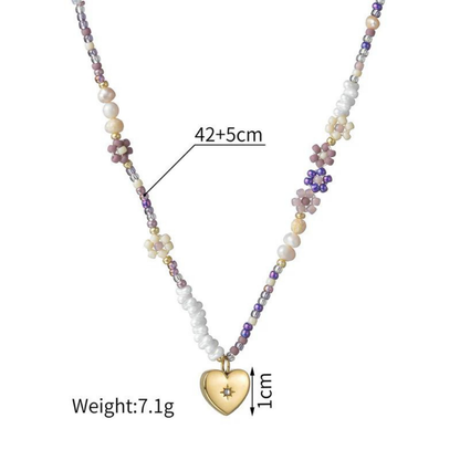 Saanvi Beaded Vintage Heart Charm Necklace