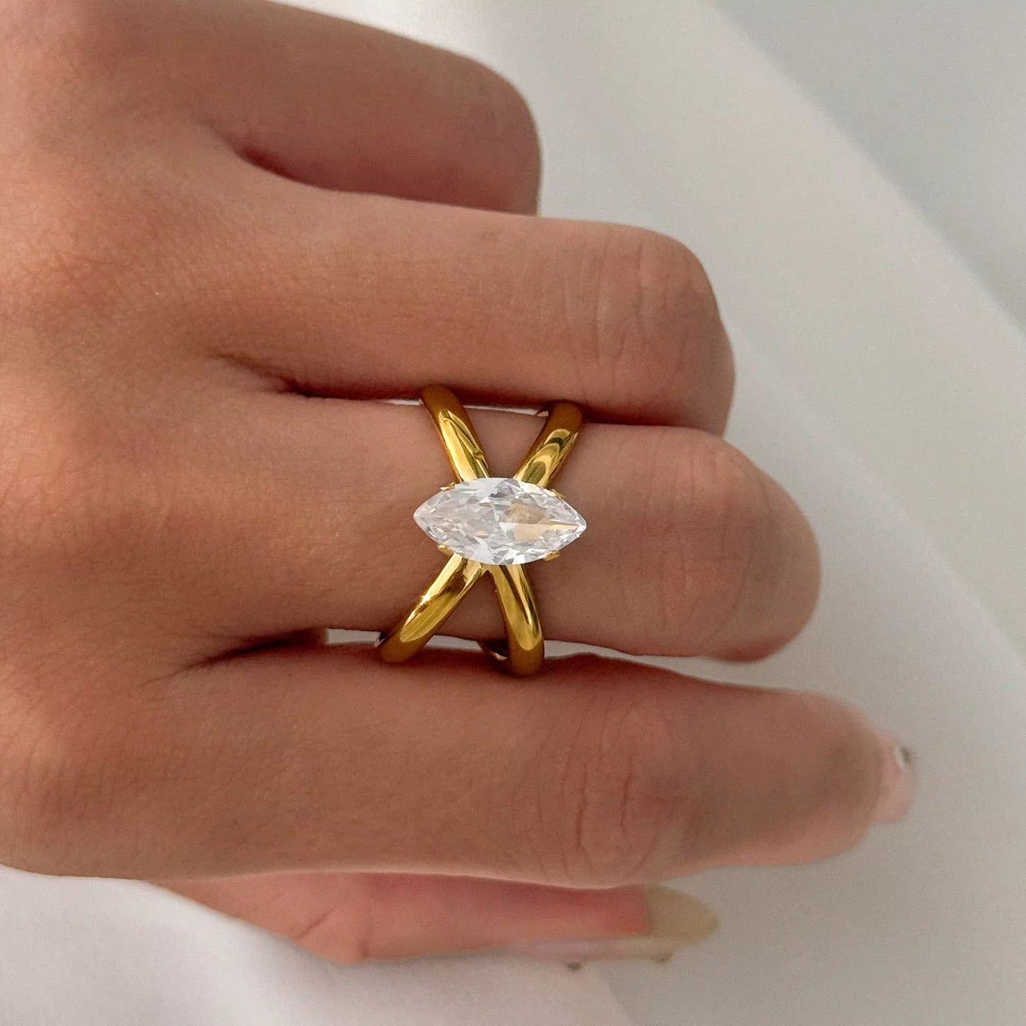 Eclipse Cross Marquise Ring