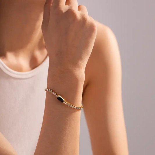 Urja Black Stone Tennis Bracelet
