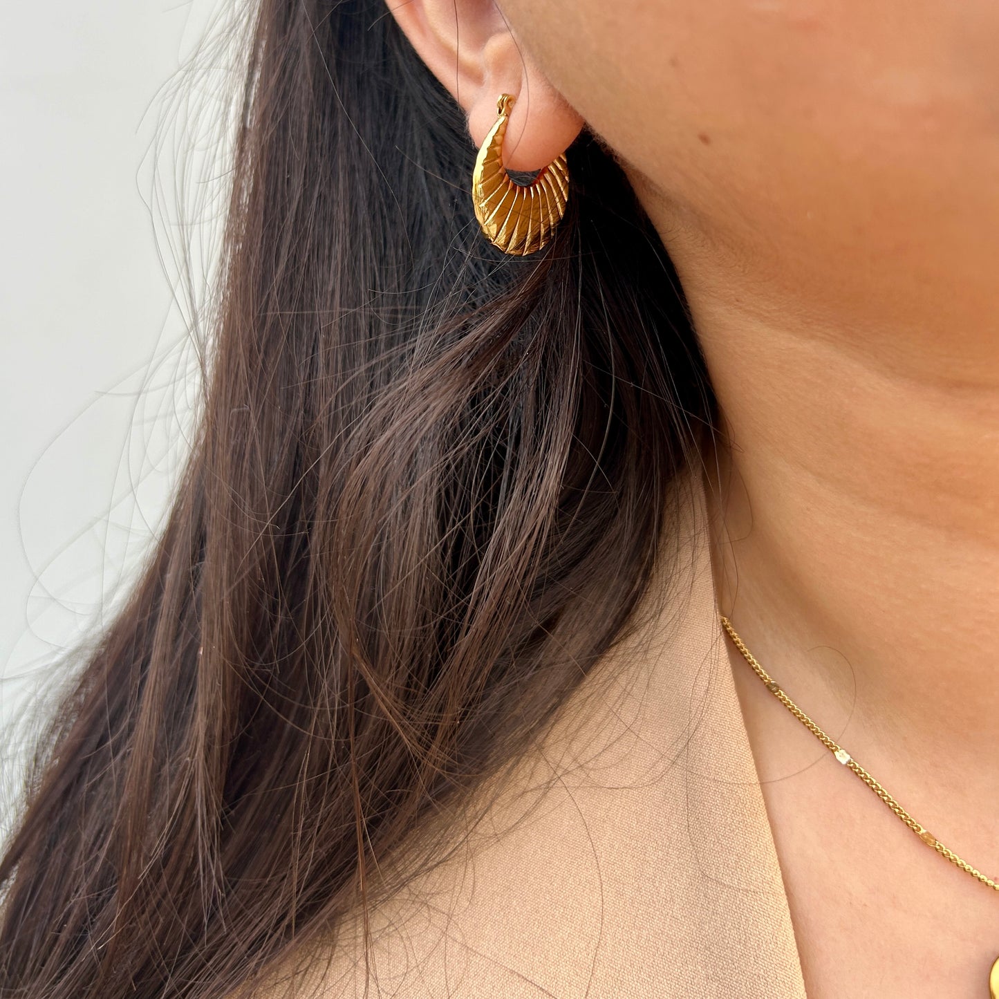 Golden Wave Textured Hoops