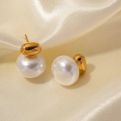 Coastline Stud Faux Pearl Earrings