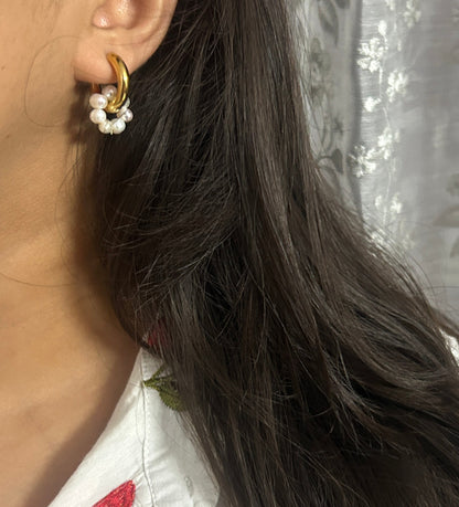 Classic Pearl Hoops