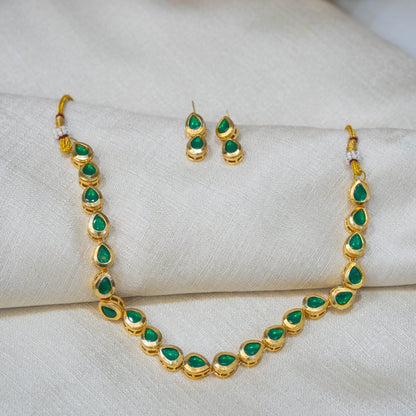 Farida Enamel Kundan Choker and Earrings Set