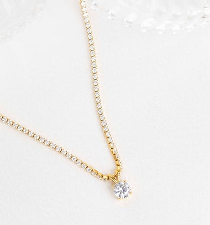The Luxe Solitaire Tennis Necklace