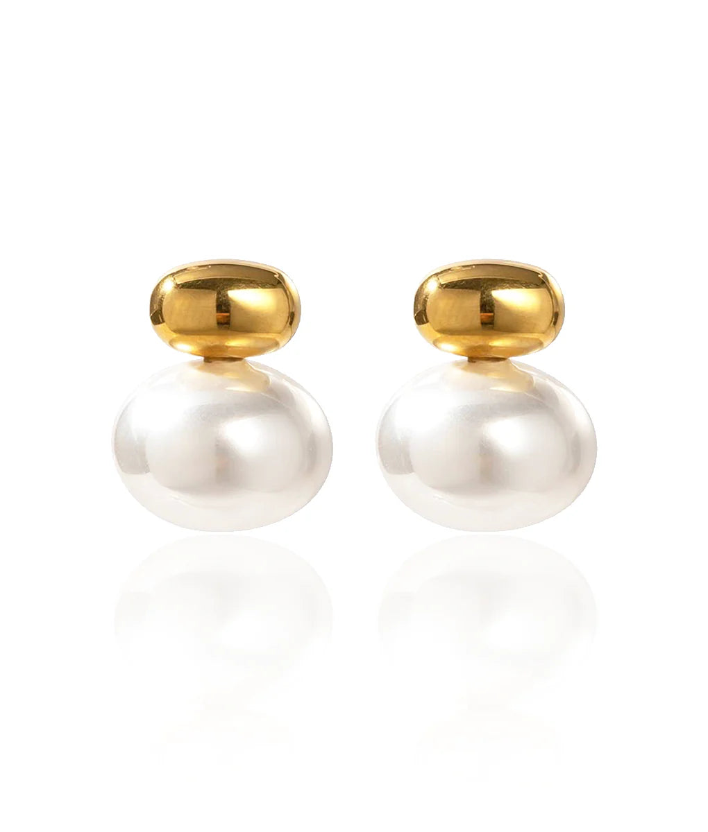 Coastline Stud Faux Pearl Earrings
